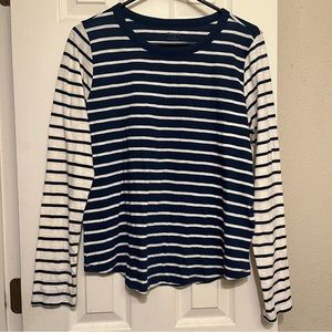 Madewell NWOT Long Sleeve Tee Navy and White 100% Cotton Size Medium